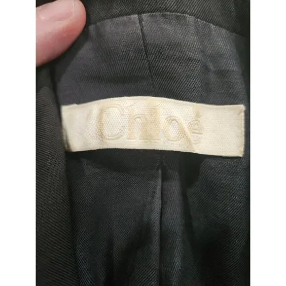 Vintage Chloe Wool Black Women's Blazer Jacket Size T36 Made in France Size 8 - Picture 2 of 10